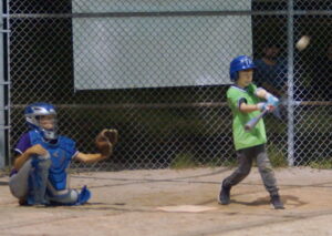 With runners on third and second, Joah (2) delivers a one out RBI single to bring home the Peppers go ahead run in the third frame.